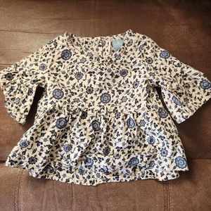 GAP Kids Floral Blouse - Blue and White